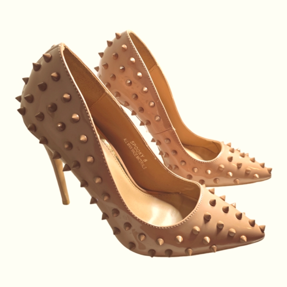 Azalea Wang, size 8, Edgy, Spiked, Nude Heel.
